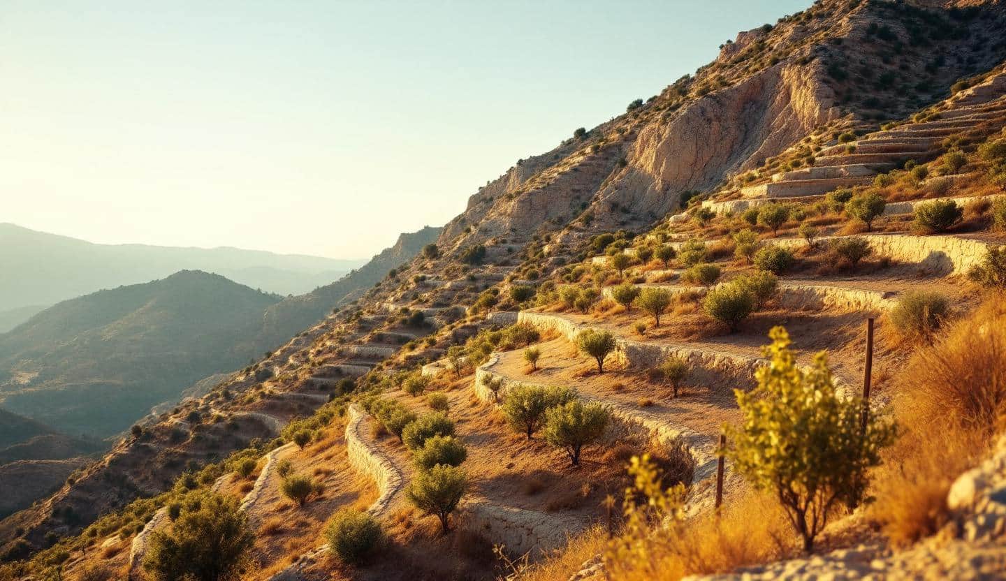 Vineyard landscape in the Paphos wine region of Cyprus