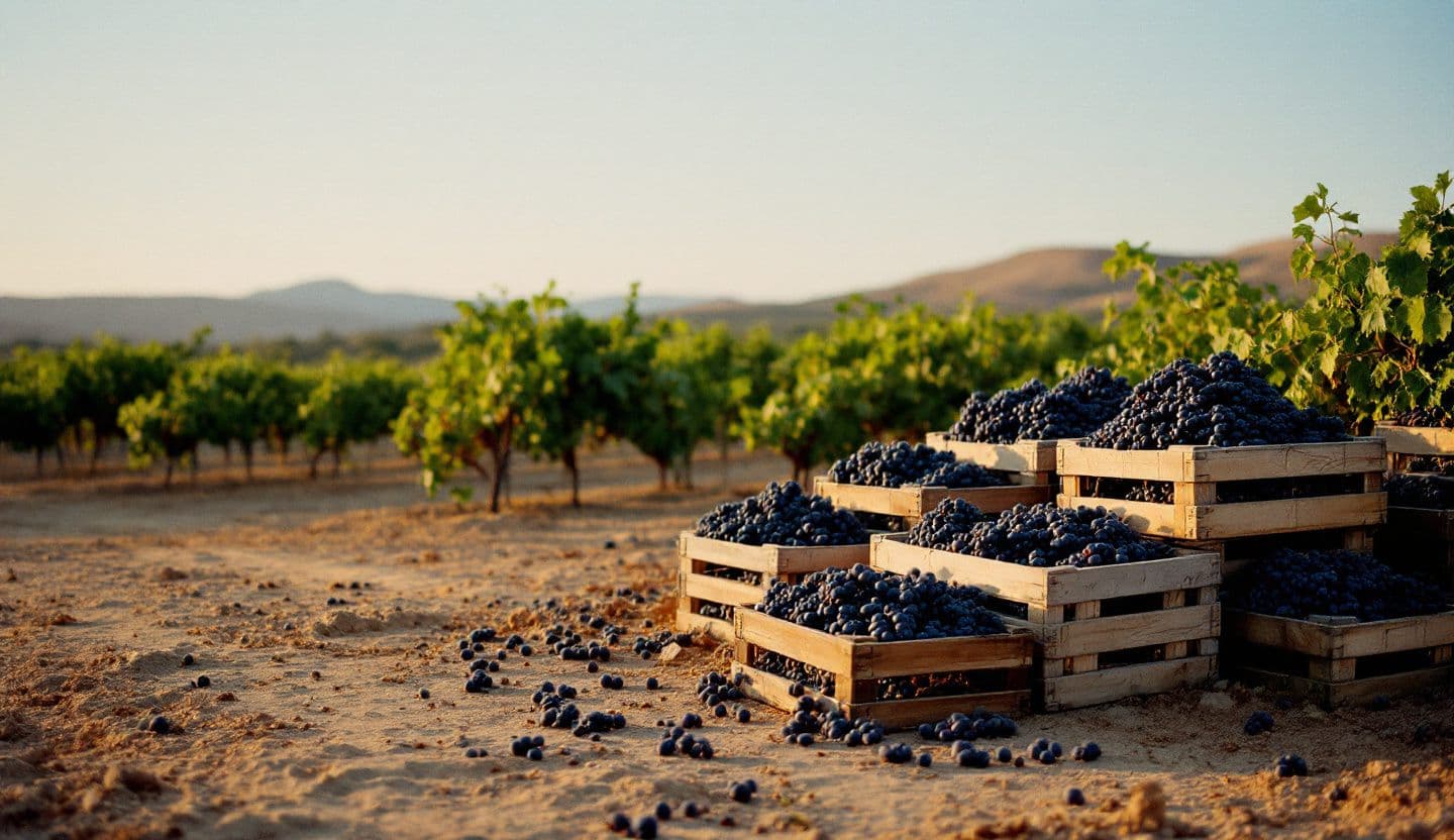 Vineyard landscape in the לימסול wine region of Cyprus