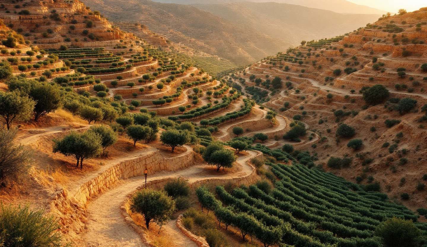 Vineyard landscape in the לימסול wine region of Cyprus
