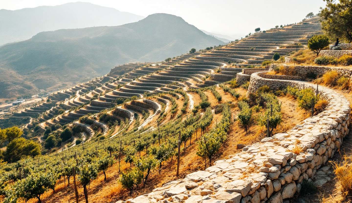 Vineyard landscape in the Limassol wine region of Cyprus