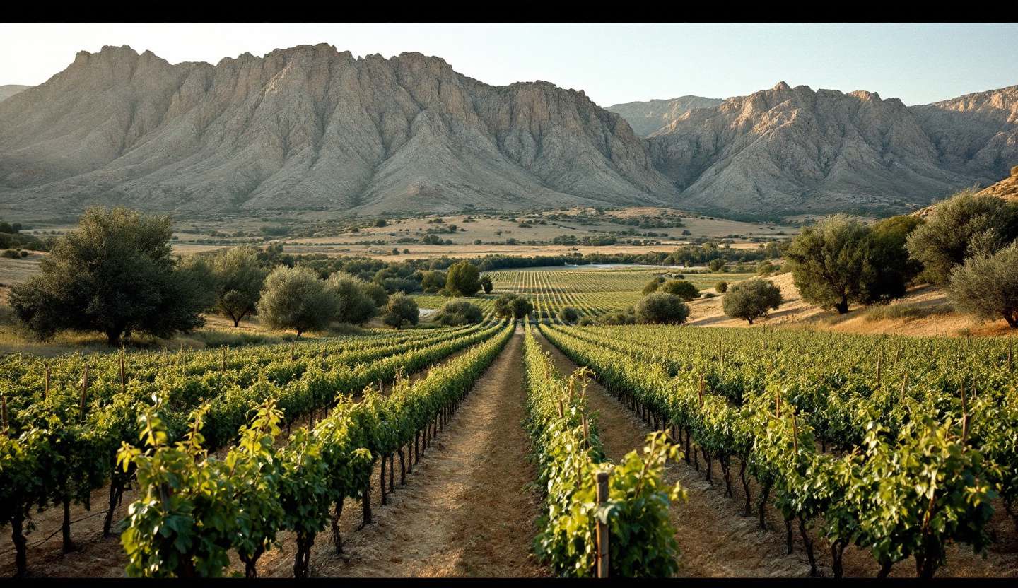 Vineyard landscape in the Limassol wine region of Cyprus